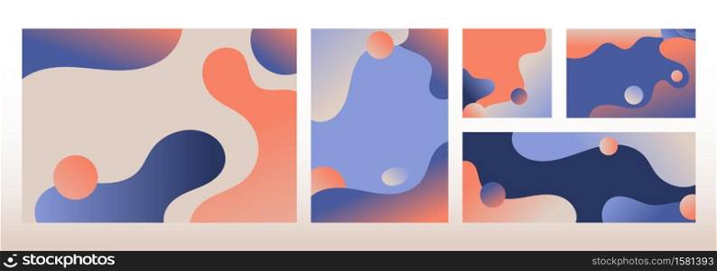 Set of modern template design abstract liquid shapes gradient colors background. You can use for cover brochure, flyers, leaflet, magazine, business card, branding, banners web, headers, book covers, print ad, presentation, etc, Vector illustration