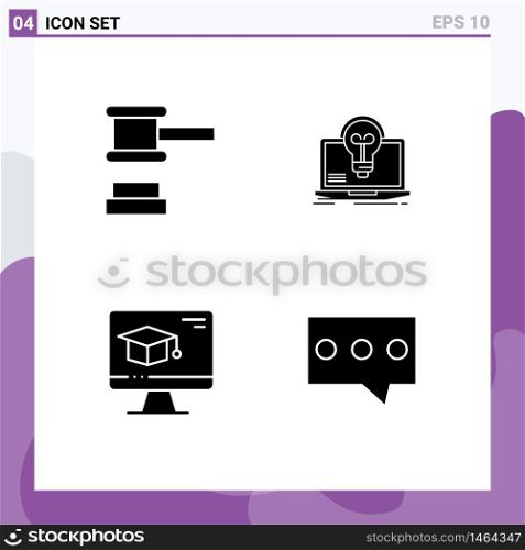 Set of Modern UI Icons Symbols Signs for auction, computer, tools, laptop, education Editable Vector Design Elements