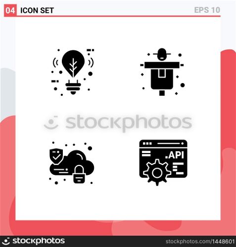 Set of Modern UI Icons Symbols Signs for bulb, lock, lighting, farming, api Editable Vector Design Elements