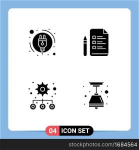 Set of Modern UI Icons Symbols Signs for energy consumption, settings, file, pencil, light Editable Vector Design Elements
