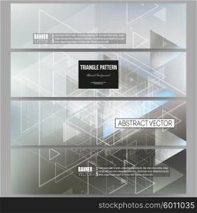 Set of modern vector banners. Abstract blurred vector background with triangles, lines and dots.