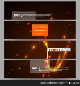 Set of modern vector banners. Abstract lines background, dynamic glowing decoration, motion design, energy style vector illustration