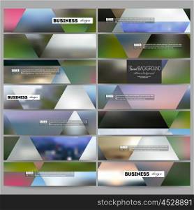 Set of modern vector banners. Abstract multicolored background, blurred nature landscapes, geometric vector, triangular style illustration