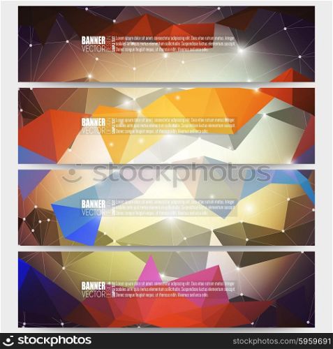 Set of modern vector banners. Abstract multicolored background. Scientific digital design, science illustration.