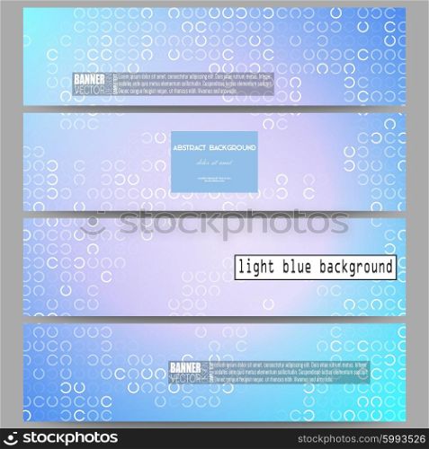Set of modern vector banners. Abstract white circles on light blue background, vector illustration