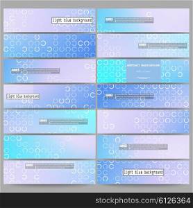 Set of modern vector banners. Abstract white circles on light blue background, vector illustration