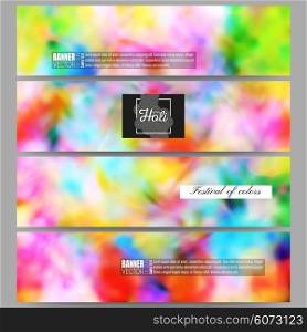 Set of modern vector banners. Colorful background, Holi celebration, vector illustration