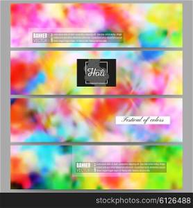 Set of modern vector banners. Colorful background, Holi celebration, vector illustration