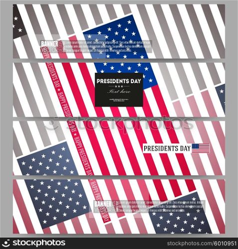 Set of modern vector banners. Presidents day background with american flag, abstract vector illustration.