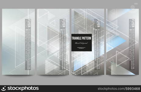 Set of modern vector flyers. Abstract blurred vector background with triangles, lines and dots.