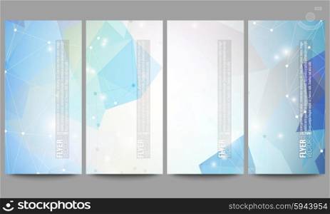 Set of modern vector flyers. Abstract multicolored background. Scientific digital design, science illustration.