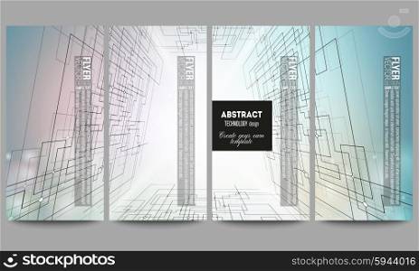 Set of modern vector flyers. Abstract vector background of digital technologies, cyber space.