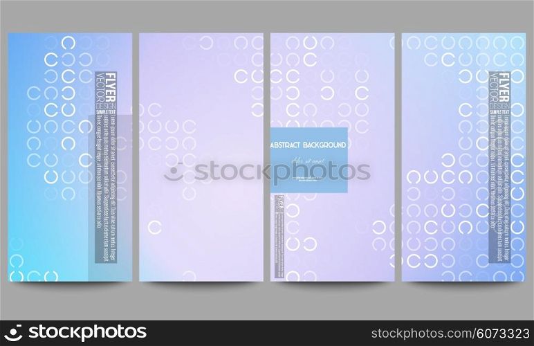 Set of modern vector flyers. Abstract white circles on light blue background, vector illustration