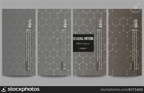 Set of modern vector flyers. Chemistry pattern, hexagonal design vector illustration