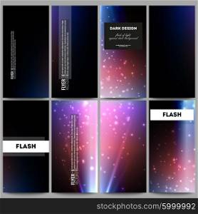 Set of modern vector flyers. Flashes against dark background. Set of modern vector flyers. Flashes against dark background.