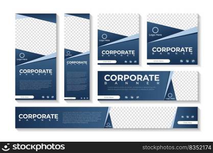 Set of modern web banners of standard size with a place for photos. Set banners template. EPS 10. Vector illustration