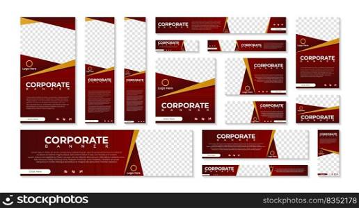 Set of modern web banners of standard size with a place for photos. Set banners template. EPS 10. Vector illustration