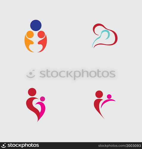 set of Mom and baby, Motherhood and Childbearing Logo Design Inspiration Vector