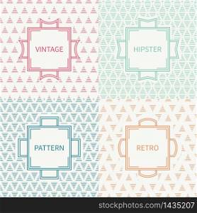 Set of mono line polygon hipster seamless pattern with triangle. Vintage frames in red, green, blue, gold. Wrapping paper. Background. Texture for greeting cards, invitations. Labels, badges.. Set of mono line polygon hipster seamless pattern with triangle. Vintage frames in red, green, blue, gold. Wrapping paper. Vector background. Texture for greeting cards, invitations. Labels, badges.