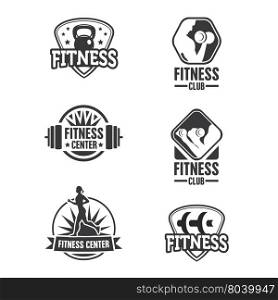 Set of monochrome fitness emblems. Set of monochrome fitness emblems vector art