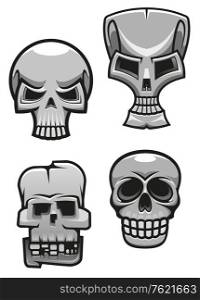 Set of monster skull mascots for tattoo or halloween design