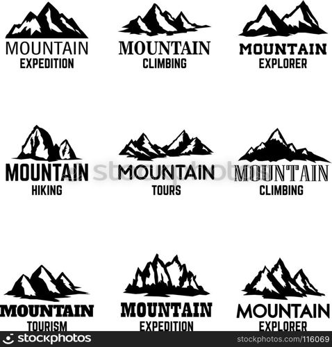 Set of mountain icons isolated on white background. Design elements for logo,label, emblem, sign. Vector illustration