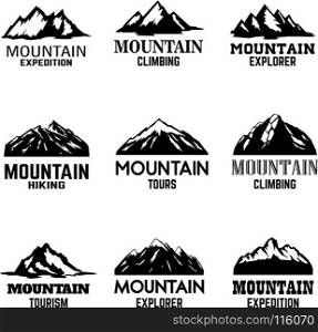 Set of mountain icons isolated on white background. Design elements for logo,label, emblem, sign. Vector illustration