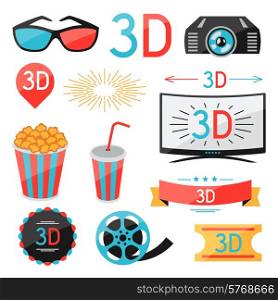 Set of movie design elements and cinema icons.. Set of movie design elements and cinema icons