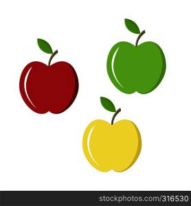 Set of multi-colored apples, flat simple design