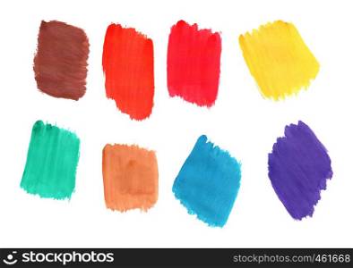 set of multi-colored brush strokes for design and decoration, imitation of gouache paint