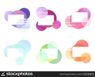 Set of multicolored banners with round elements and tribal patterns. Objects separate from the background. Vector element for banners, postcards, articles and your design. Set of multicolored banners with round elements and tribal patterns.