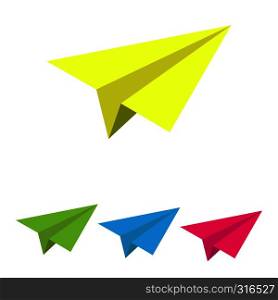 Set of multicolored paper airplanes for design