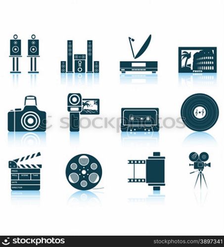 Set of multimedia icons. EPS 10 vector illustration without transparency.