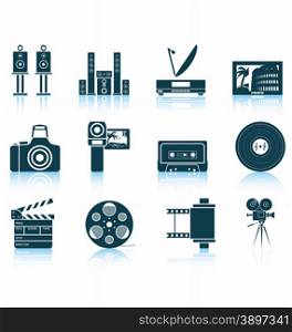 Set of multimedia icons. EPS 10 vector illustration without transparency.