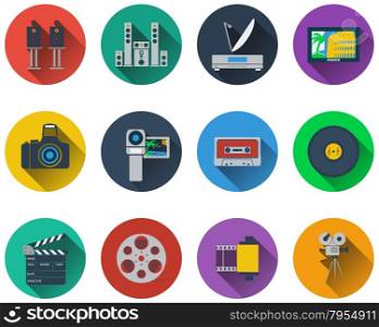 Set of multimedia icons in flat design