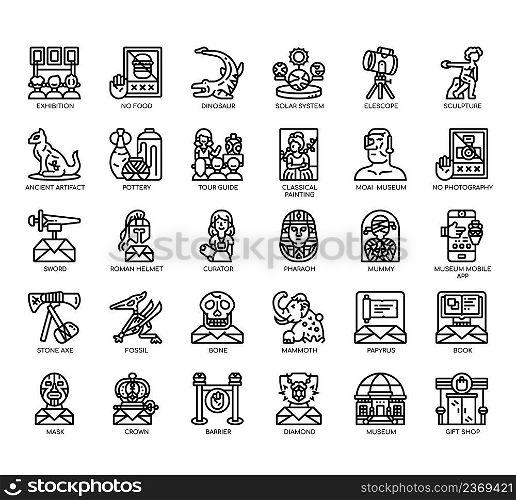 Set of Museum thin li≠icons for any web and app project.