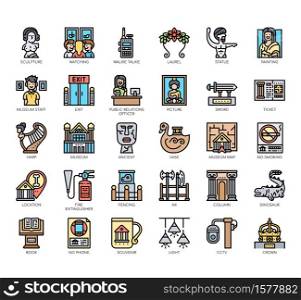 Set of museum thin line and pixel perfect icons for any web and app project.