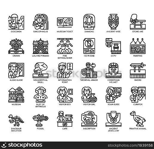 Set of Museum thin line and pixel perfect icons for any web and app project.