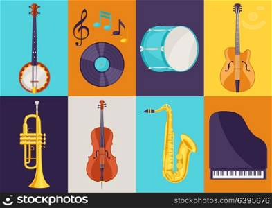 Set of musical instruments. Jazz, blues and classical music. Set of musical instruments. Jazz, blues and classical music.