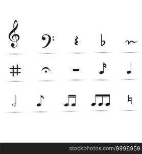 set of musical notes and symbols. set of music notes on white background. music notes collection.