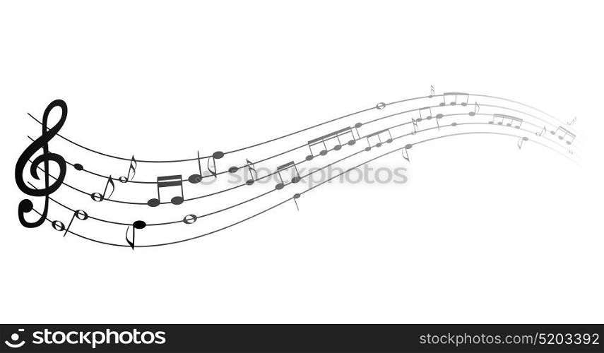 Set of musical notes on five-line clock notation without a feature. Treble clef. Vector Illustration. EPS10. Set of musical notes on five-line clock notation without a featu