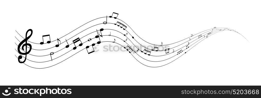 Set of musical notes on five-line clock notation without a feature. Treble clef. Vector Illustration. EPS10. Set of musical notes on five-line clock notation without a featu