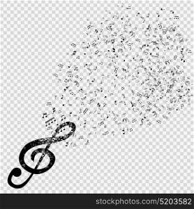 Set of musical notes with treble clef on transparent background. Vector Illustration. EPS10. Set of musical notes with treble clef on transparent background.