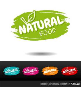 Set of Natural food badges. Vector hand drawn labels.