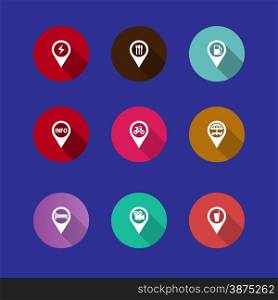 set of navigation icons in a flat design