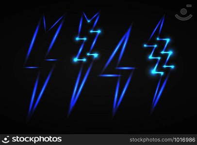 Set of neon lightning with sparks. Vector element for your creativity. Set of neon lightning with sparks. Vector element for your creat