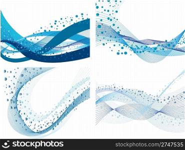 Set of nine abstract vector water background