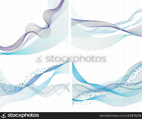 Set of nine abstract vector water background