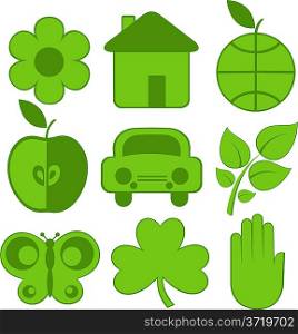 Set of nine ecology icons