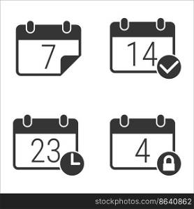 Set of objects on the theme of calendar. Vector illustration on the theme calendar